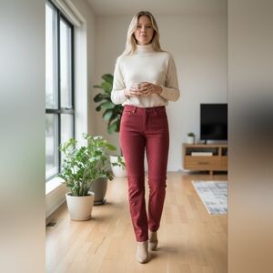 Suede Leather & Satin Lined Women's Pants Studio West Red Size 1 (12in Waist)